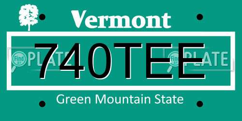 740TEE Vermont License Plate