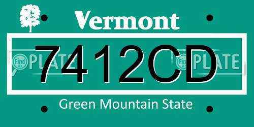 7412CD Vermont License Plate