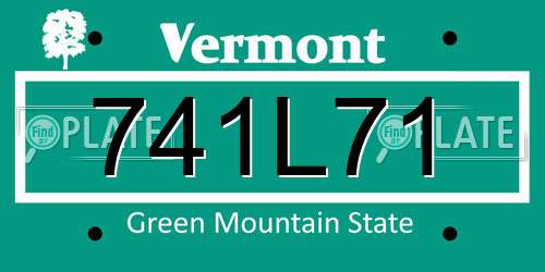 741L71 Vermont License Plate