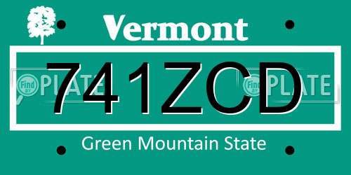 741ZCD Vermont License Plate