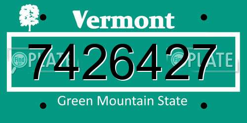 7426427 Vermont License Plate