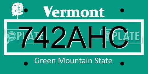 742AHC Vermont License Plate