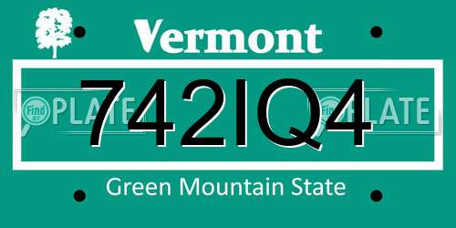 742IQ4 Vermont License Plate