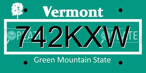 742KXW Vermont License Plate