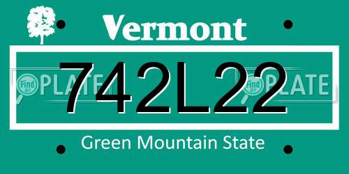 742L22 Vermont License Plate