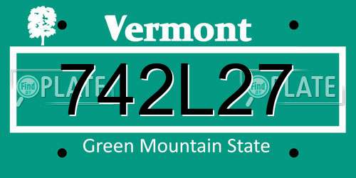 742L27 Vermont License Plate