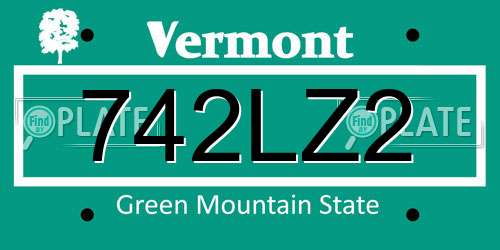 742LZ2 Vermont License Plate
