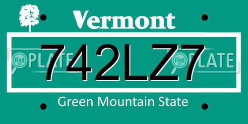 742LZ7 Vermont License Plate