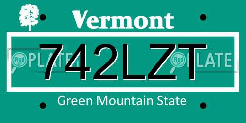 742LZT Vermont License Plate