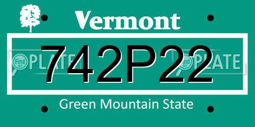 742P22 Vermont License Plate