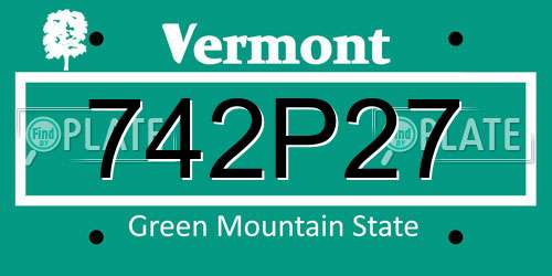 742P27 Vermont License Plate