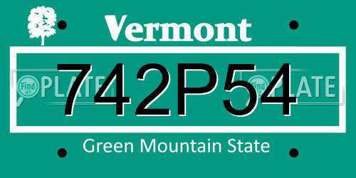742P54 Vermont License Plate
