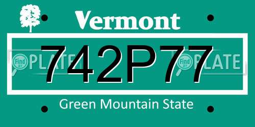 742P77 Vermont License Plate