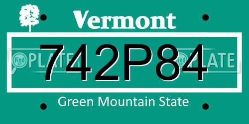 742P84 Vermont License Plate