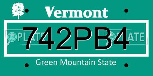 742PB4 Vermont License Plate