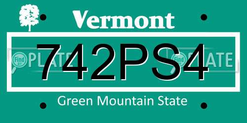 742PS4 Vermont License Plate