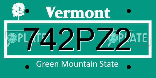 742PZ2 Vermont License Plate