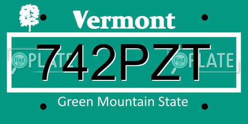 742PZT Vermont License Plate