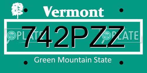 742PZZ Vermont License Plate