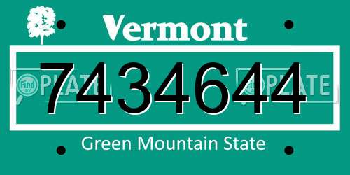 7434644 Vermont License Plate