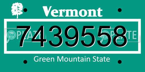 7439558 Vermont License Plate