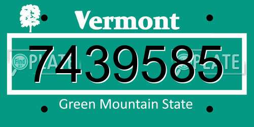 7439585 Vermont License Plate