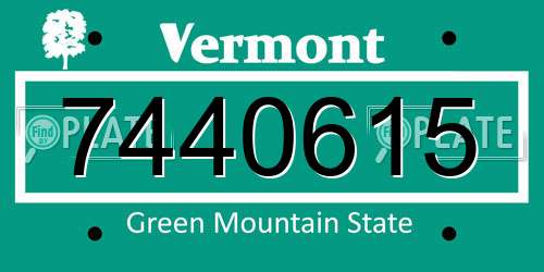 7440615 Vermont License Plate