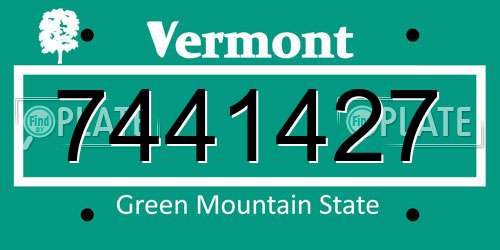 7441427 Vermont License Plate