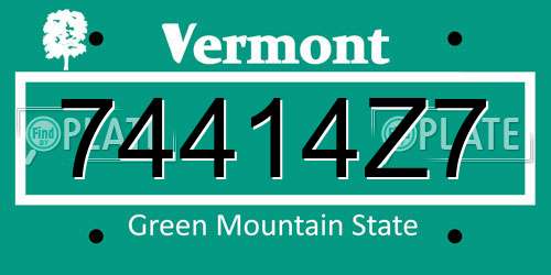 74414Z7 Vermont License Plate