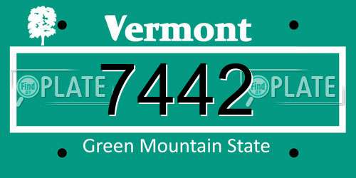 7442 Vermont License Plate