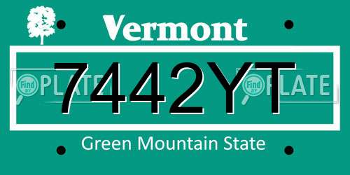7442YT Vermont License Plate