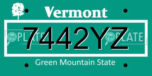 7442YZ Vermont License Plate