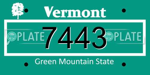 7443 Vermont License Plate