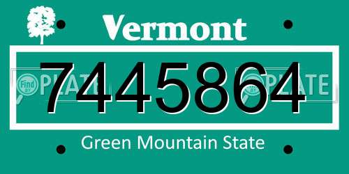 7445864 Vermont License Plate