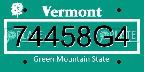 74458G4 Vermont License Plate
