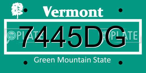 7445DG Vermont License Plate