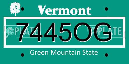 7445OG Vermont License Plate
