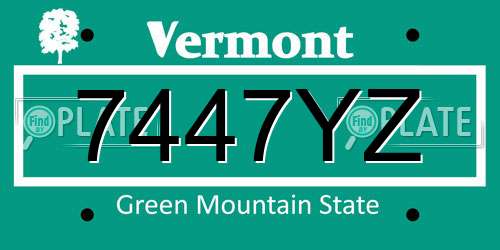7447YZ Vermont License Plate