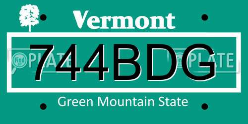 744BDG Vermont License Plate