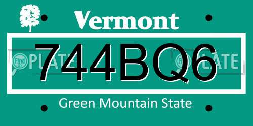 744BQ6 Vermont License Plate