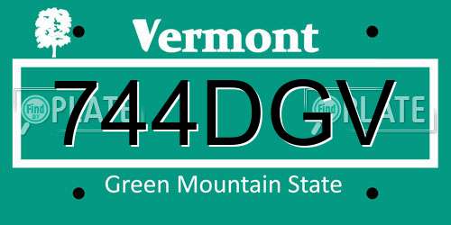 744DGV Vermont License Plate