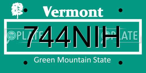 744NIH Vermont License Plate