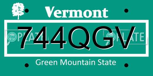 744QGV Vermont License Plate