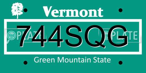 744SQG Vermont License Plate