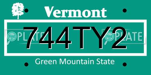 744TY2 Vermont License Plate