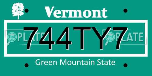 744TY7 Vermont License Plate