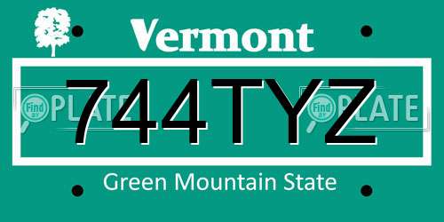 744TYZ Vermont License Plate