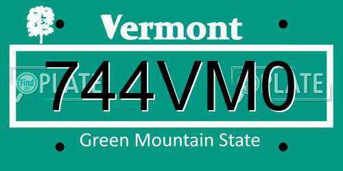 744VM0 Vermont License Plate