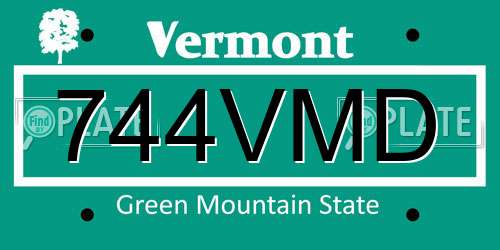744VMD Vermont License Plate