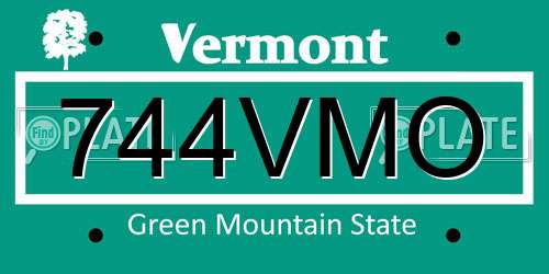 744VMO Vermont License Plate